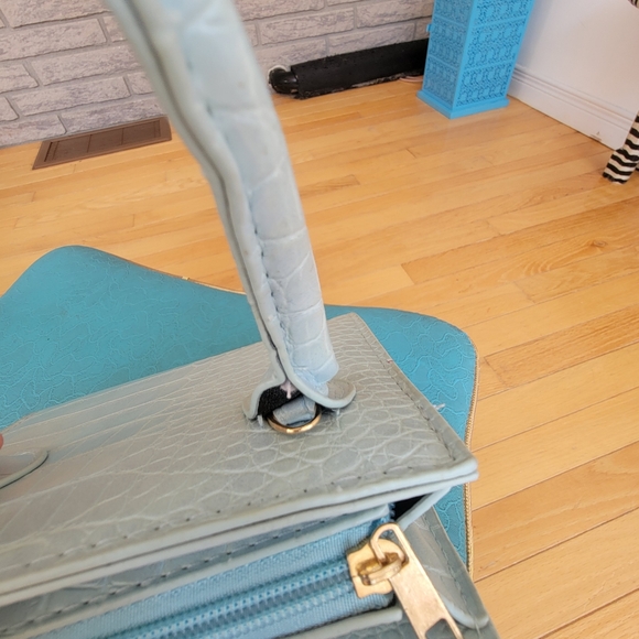 Baby Blue Mini Faux Crocodile Handbag - Picture 9 of 12